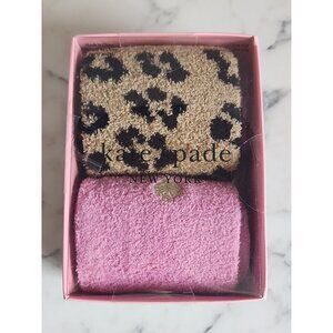 Kate Spade New York Leopard & Pink Crew Socks Set One Size Soft 4-10